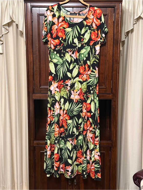 Attitudes by Renee Dresses & Skirts - Attitudes by Renee Black Maxi Dress with Orange & Green Tropical Print